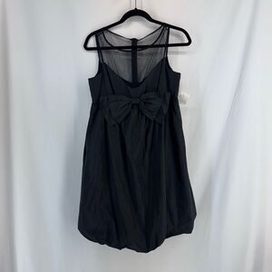 NWT Vintage Donna Morgan Womens Black Lined Illusion Neckline Bubble Dress Size